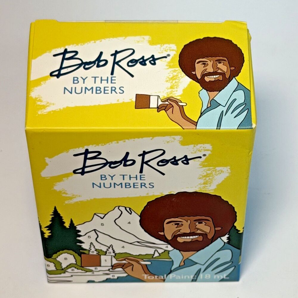 Bob Ross by the Numbers Mini Paint Set 3 Paintings, Brush, Easel, Book NEW Gift